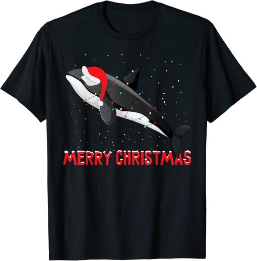 Cute Orca Christmas Tree Lights Xmas Holidays T-Shirt