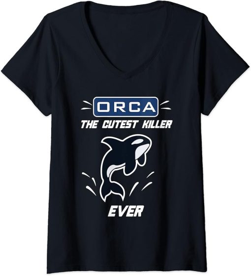 Womens Woodland Washington Orca the cutest killer whale ever t-shir V-Neck T-Shirt