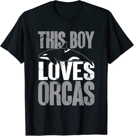 Whales Funny Kids This Boy Loves Orcas Orca Lovers T-Shirt