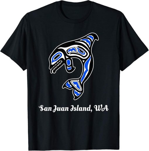 Blue Native American San Juan Island WA Orca Killer Whale T-Shirt