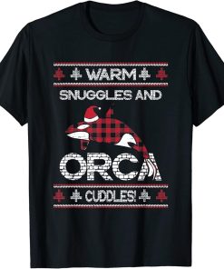 Red Plaid Plaided Warm Snuggles Orca Cuddles Christmas Xmas T-Shirt