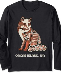 Tribal Fox Orcas Island Washington Native American Haida Long Sleeve T-Shirt