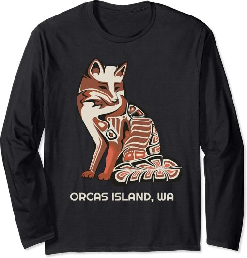 Tribal Fox Orcas Island Washington Native American Haida Long Sleeve T-Shirt